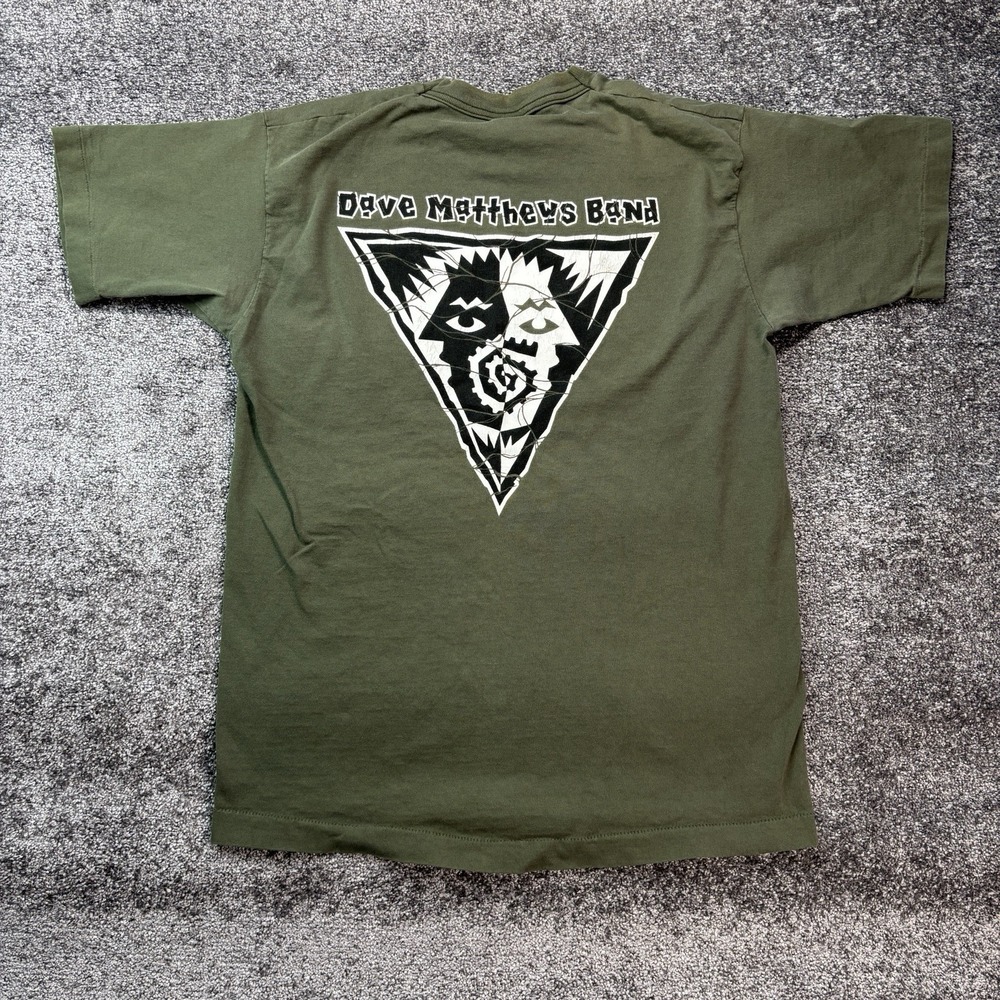 Vintage 90s Dave Matthews Band DMB Band T-Shirt Large Green Music Single Stitch